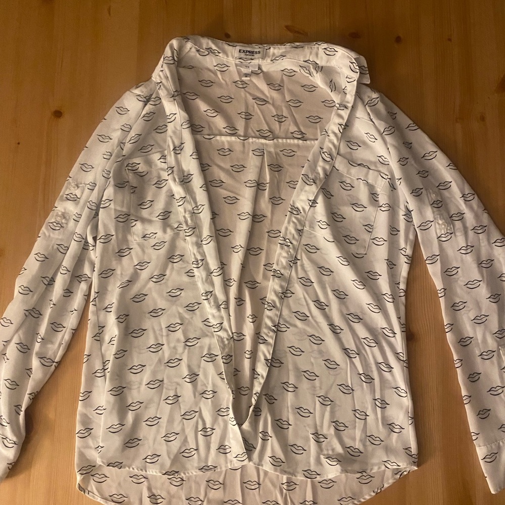 Express Black and White Lip Button down shirt